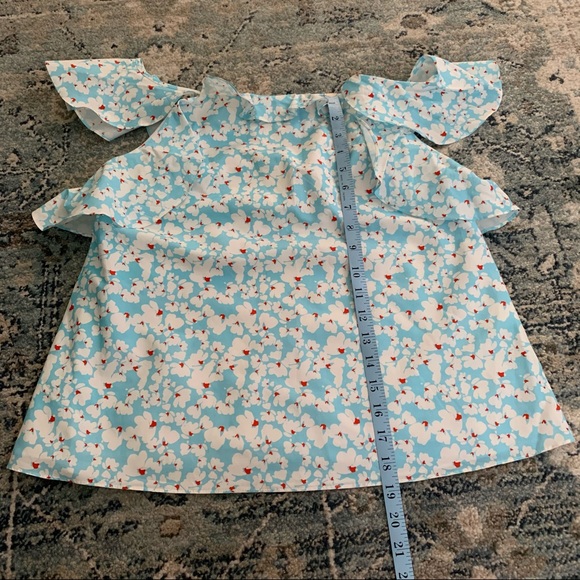 Tanya taylor blue and white floral sleeveless top - Picture 8 of 9